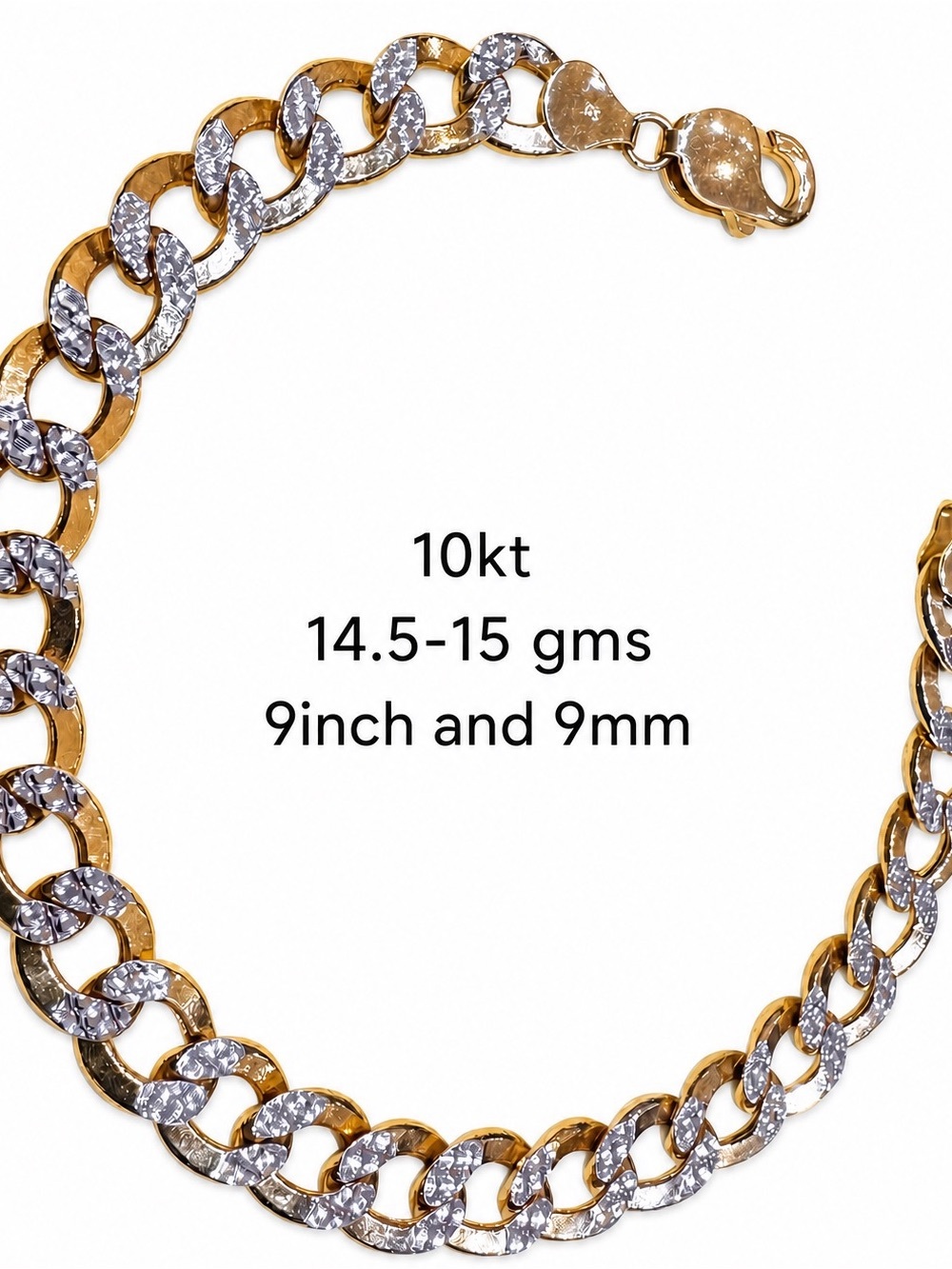 10kt Two-Tone Cuban Link Bracelet — Gold and white gold